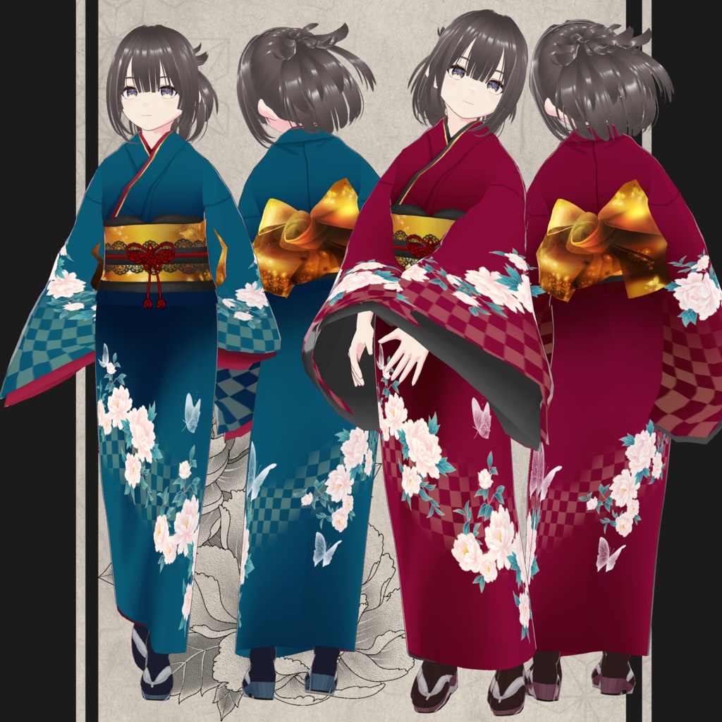 青赤着物　Vroid・vrmデータ入り image