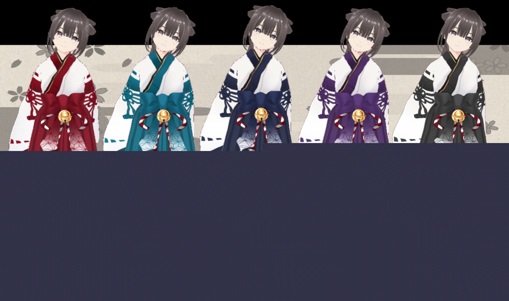 Shrine Maiden Outfit: Red, Emerald, Blue, Purple, Black Includes Vroid and VRM data image