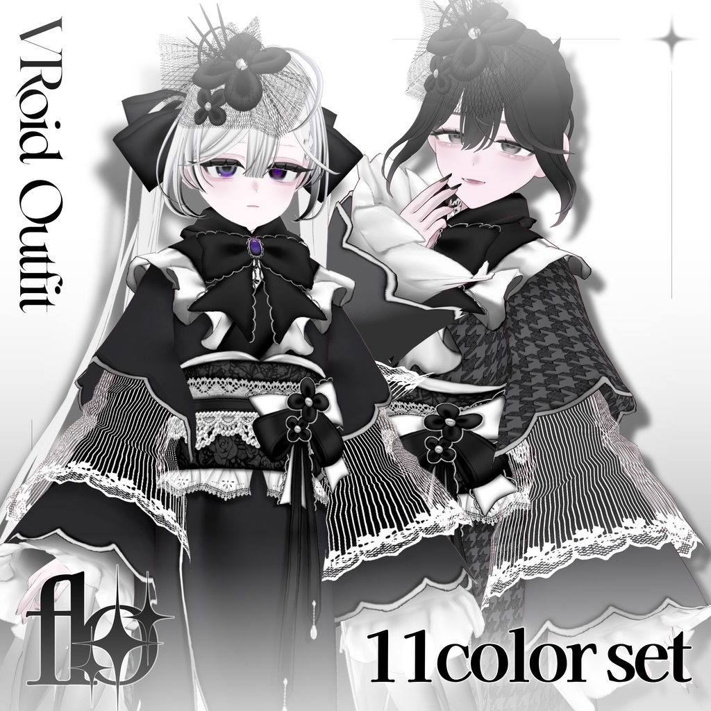 [#VRoid] Dark romantic kimono set image
