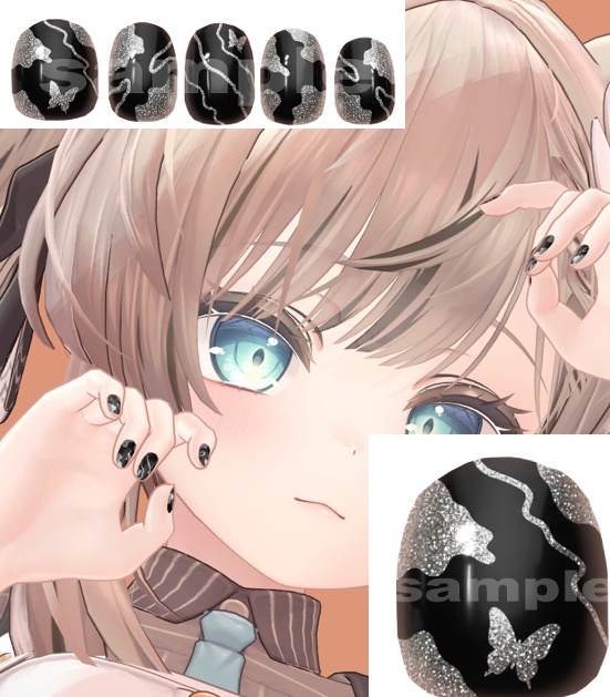 [For Manuka] Black  Silver Nails [Let's do our best 09] image