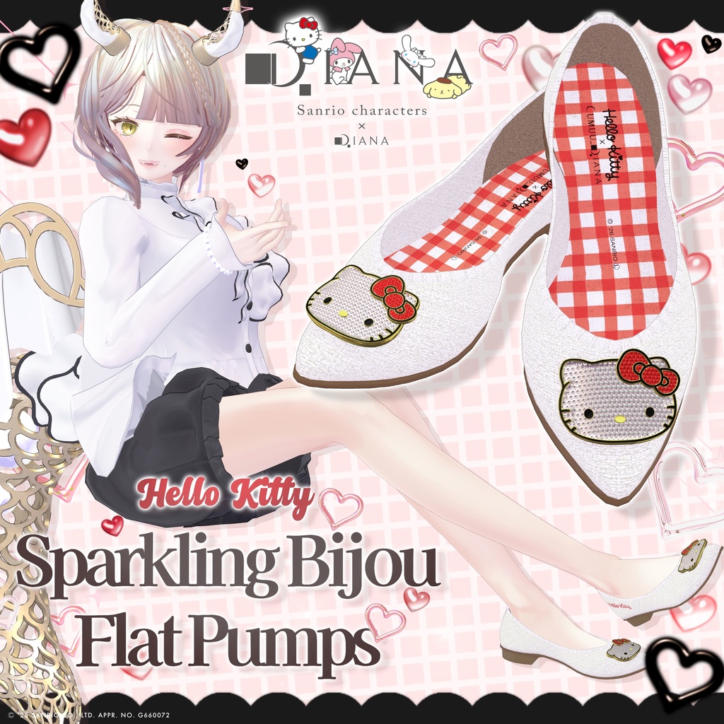[Sanrio Characters  Kumu Diana] Hello Kitty Sparkling Jewel Flat Pumps image
