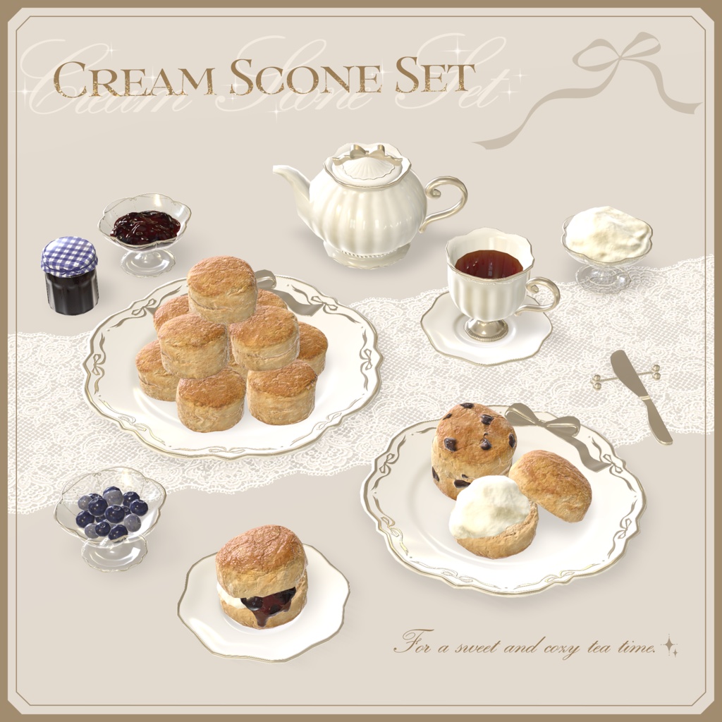 [3D Miniatures] Cream-Filled Scone Set [With Gimmick] image