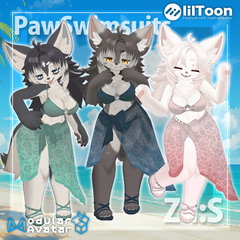 【複数アバター対応】Paw Swimsuits（にくきゅう水着） image