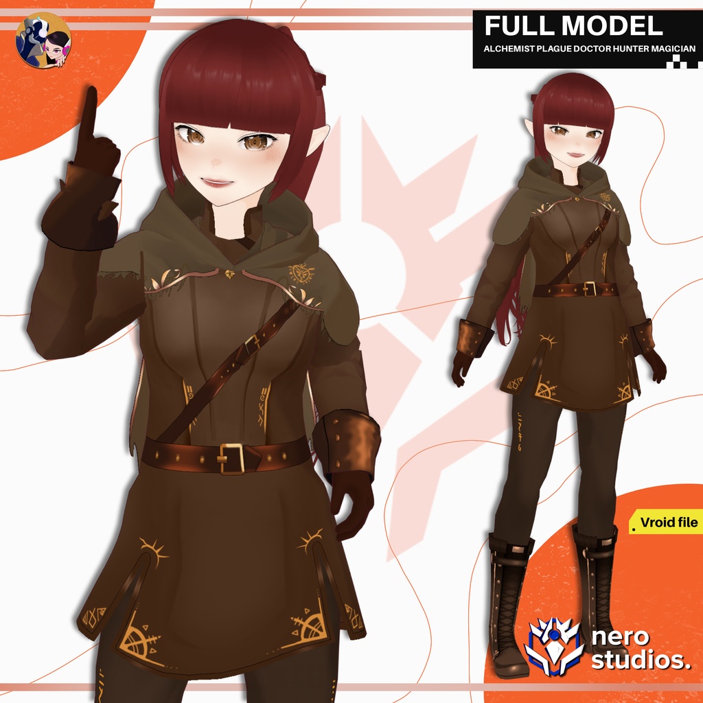 【VRoidモデル】 【VRoid用】ペスト医師の錬金術師｜狩人系ファンタジー魔術師衣装｜RPGフルコーデプリセット / ALCHEMIST PLAGUE DOCTOR HUNTER MAGICIAN FULL FANTASY RPG MODEL SET PRESET VROID COSTUME OUTFIT (VROID FILE) image