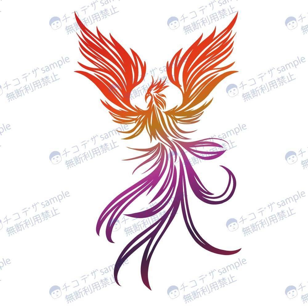 Tribal Phoenix Tattoo - Red, Blue, Green, Black High-resolution PNG or AI (vector) image