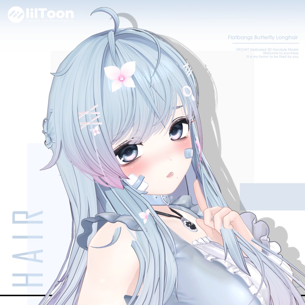 【19 avatars】【VRChat Hair】Flatbangs Butterfly Longhair image