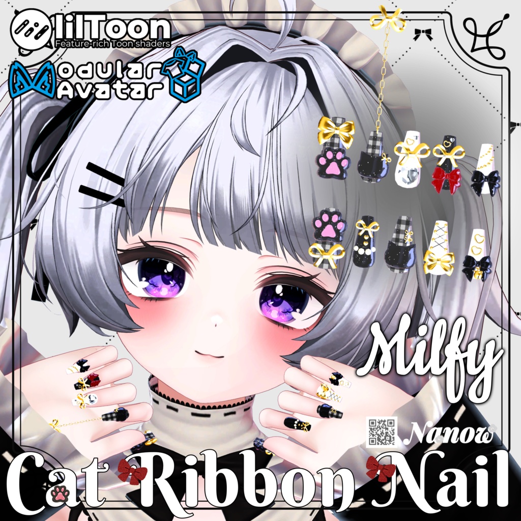 Cat Ribbon Nail...🎀 image