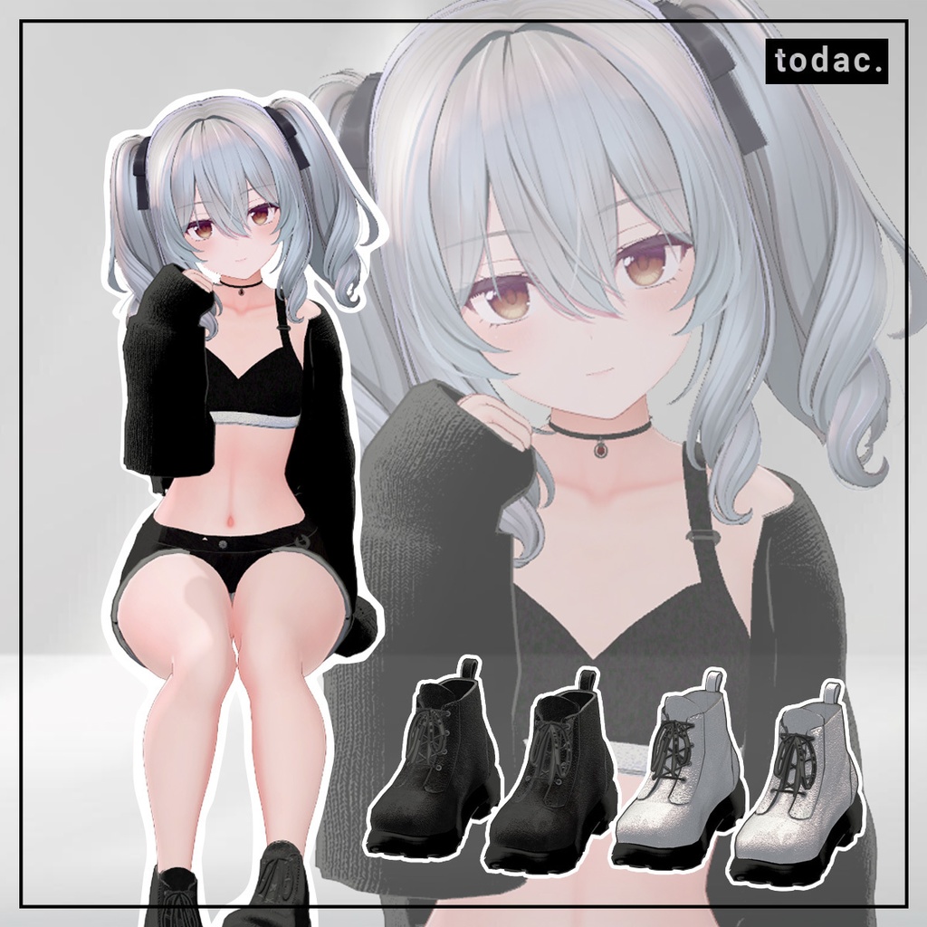 Miltina Crop Knit & Sporty Top, Pants 【VRChat】 image