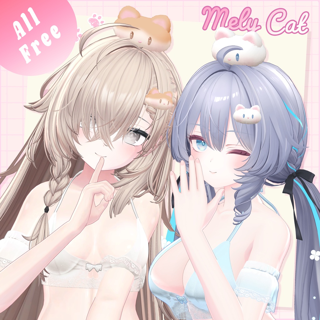 FREE [VRC?  Marshmallow Mely Cat hairpin 8Avatar image