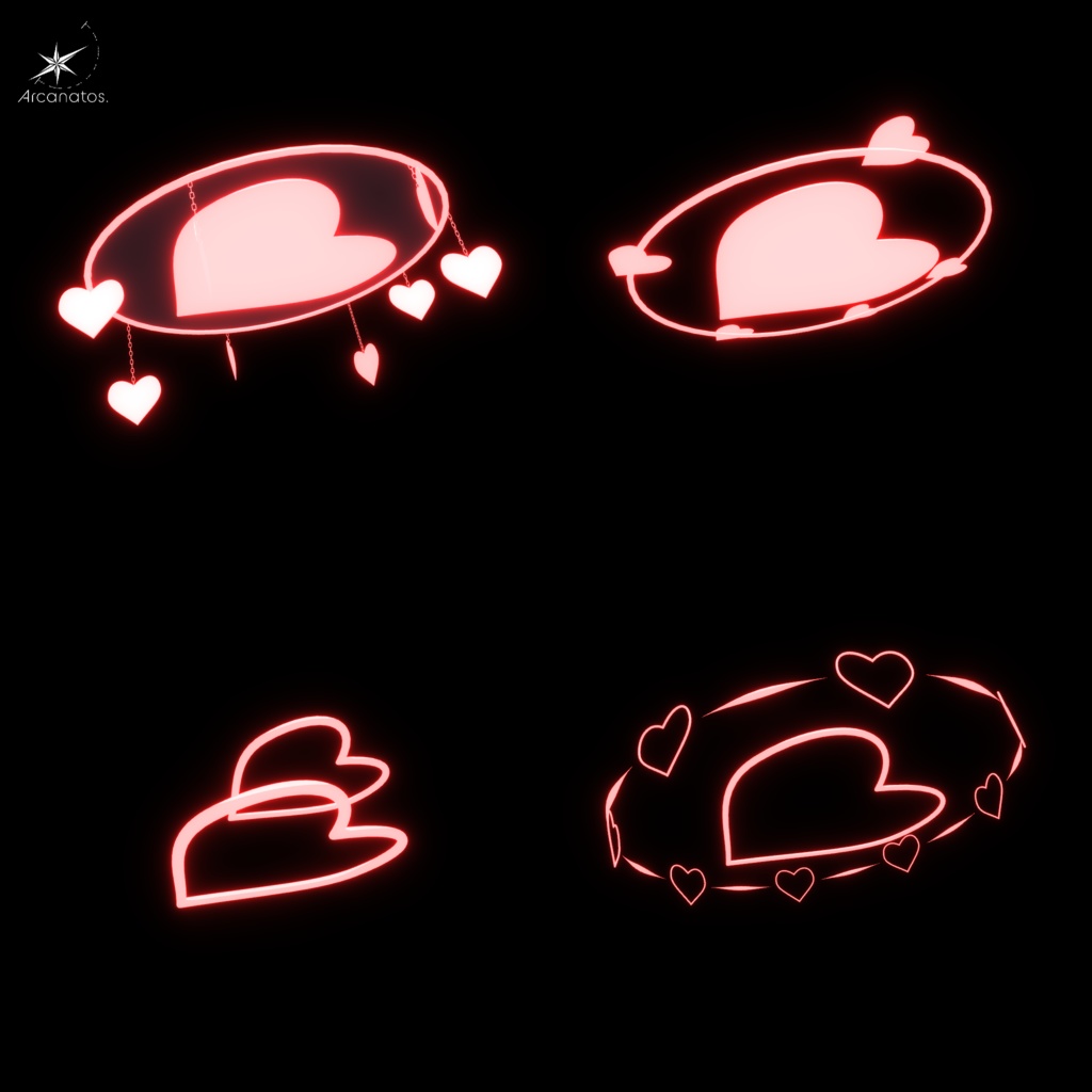 【VRChat想定】ハート型天使の輪(ヘイロー)4種(6色)セット image