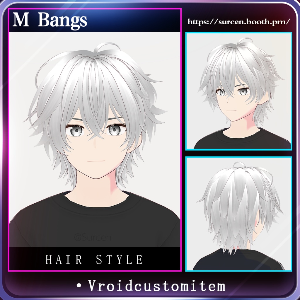 [Vroid] M Bangs / Comic boy hair image