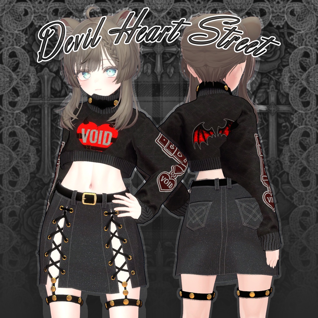 【VRC / マヌカ対応】デビルハートストリートセット / 3D衣装 / パンク / Devil Heart Street Set image