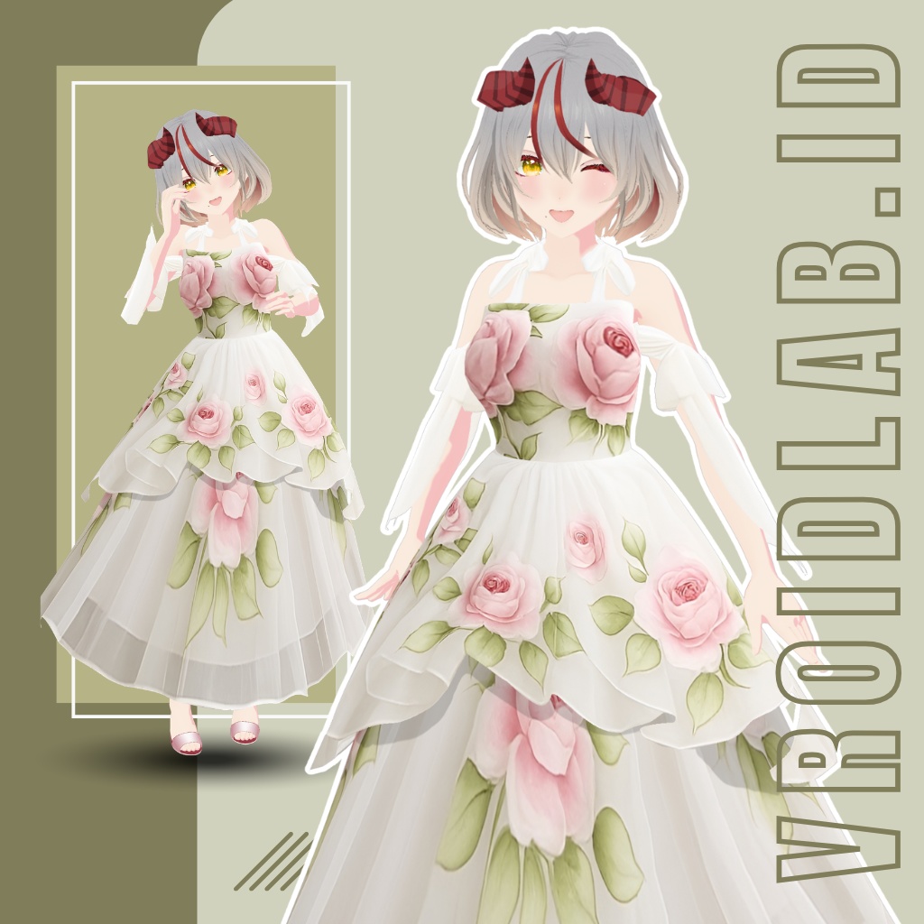 Rose Garden Ball Gown | VRoid Studio Outfit | Anime Style | Virtual Fashion image
