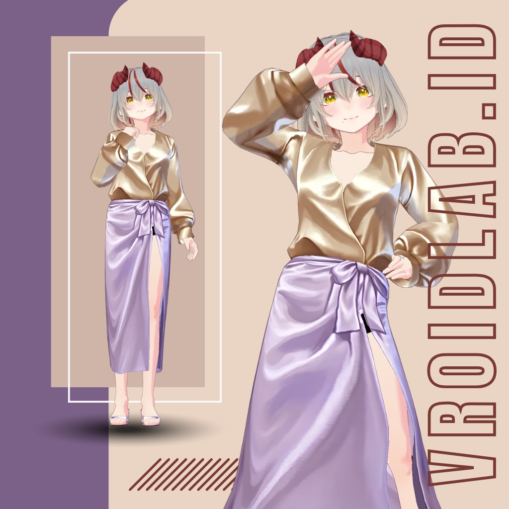 Satin Blouse  VRoid Studio Outfit Anime Style Virtual Fashion image