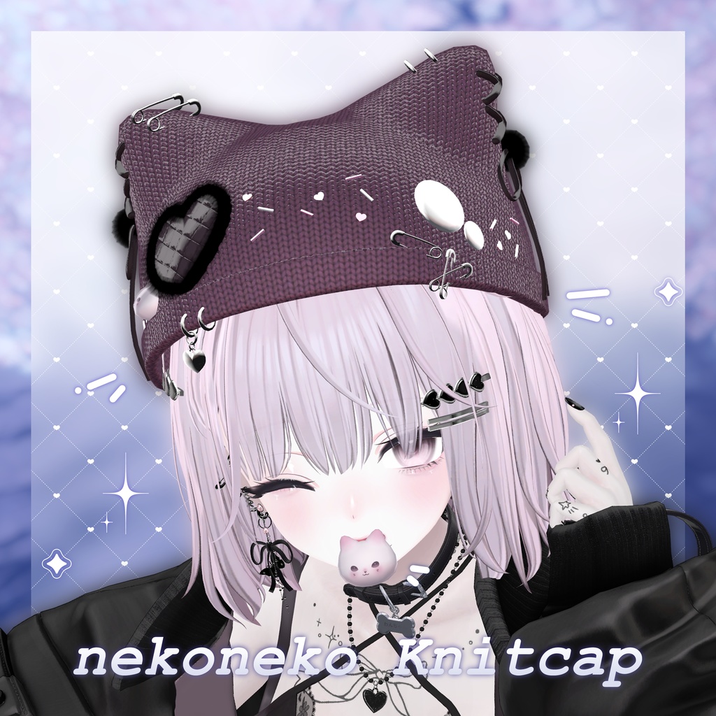 ♡nekoneko Knitcap♡【VRchat向け】 image