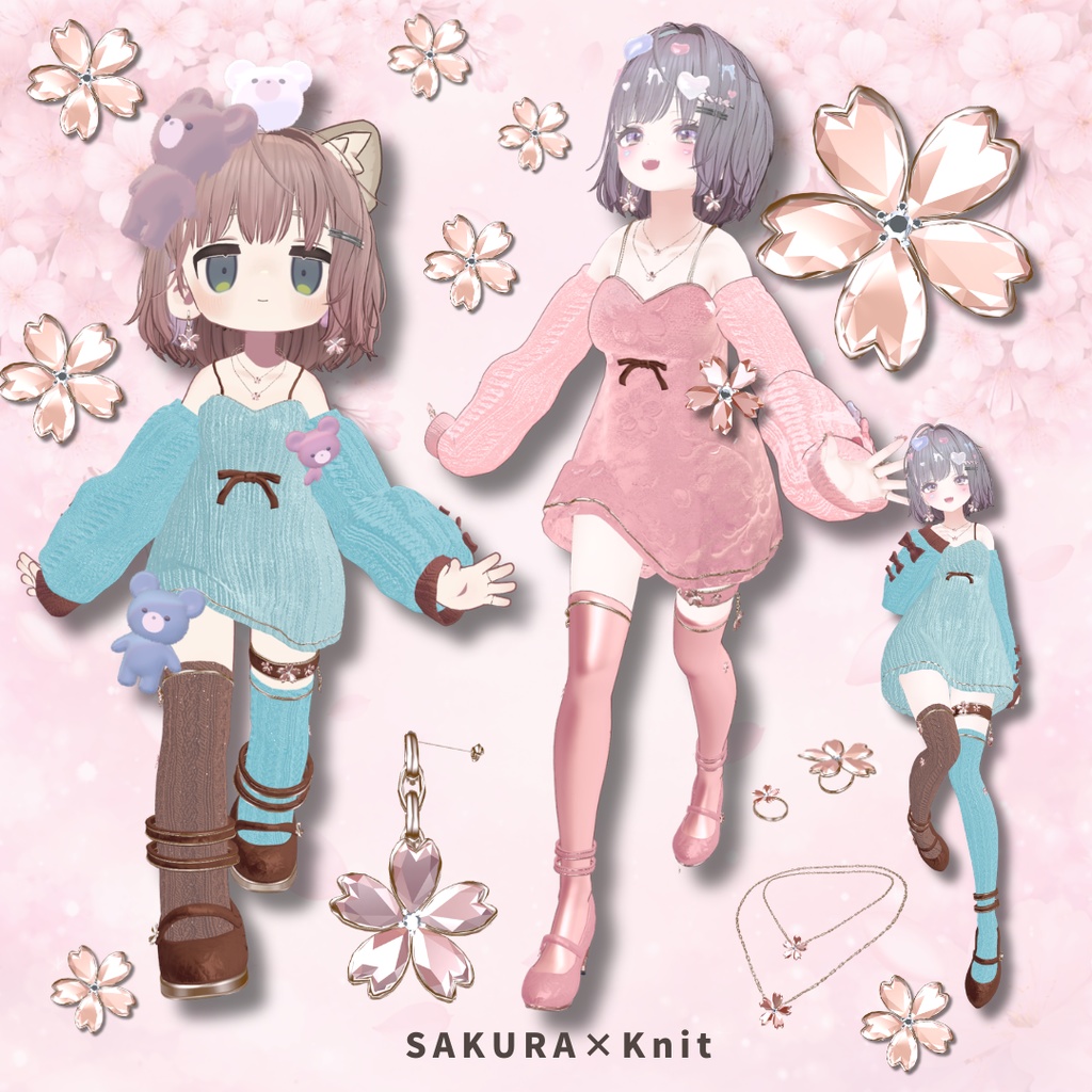 【Chiffon追加】🌸 SAKURA × Knit 🌸 衣装＋ Accessory / 13Colors / MA対応【VRChat】 image