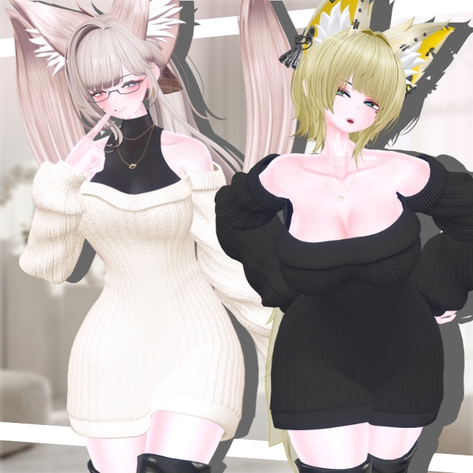 【７アバター対応】オフショルニット＆ロングブーツ image