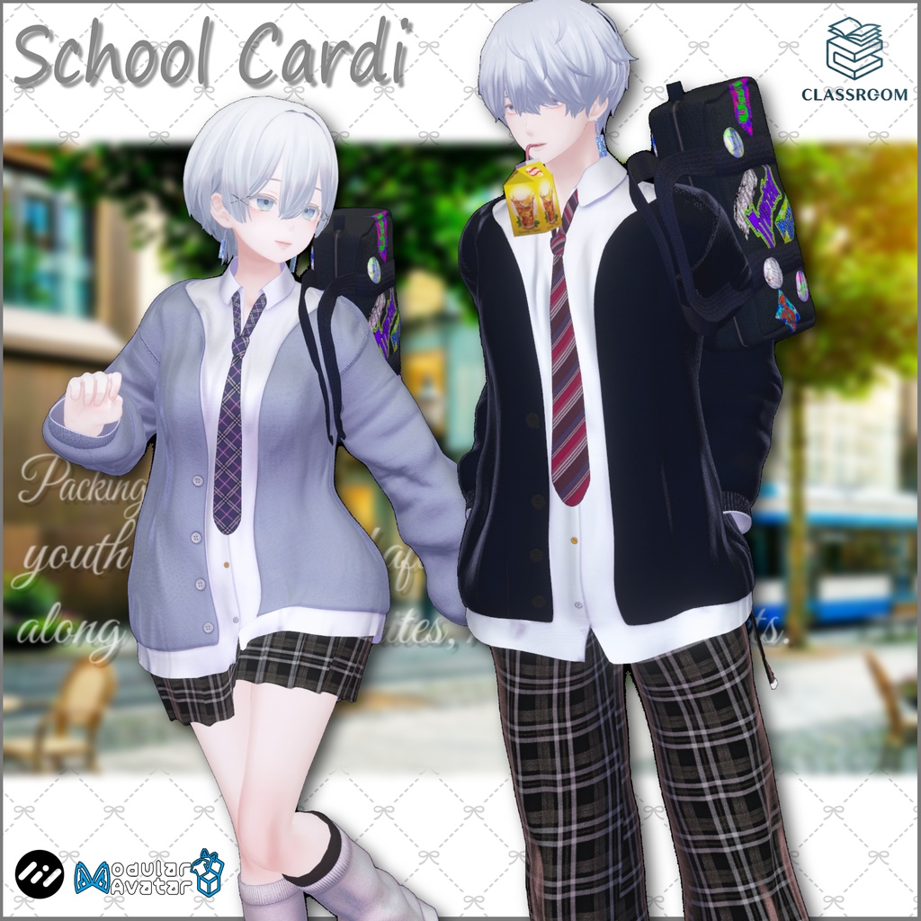 【男女25アバター対応】SchoolCardi ラフな制服コーデ image