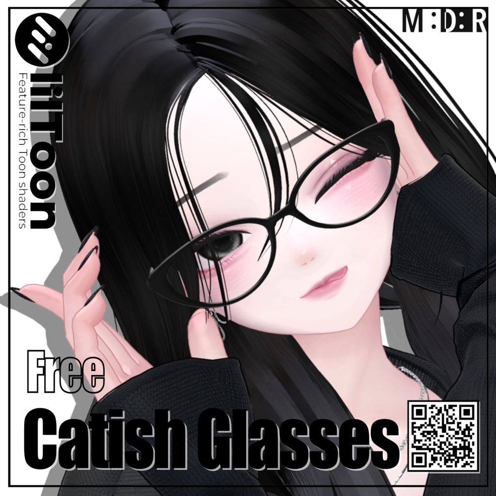 【無料/Free】 猫目メガネ Catish Glasses image