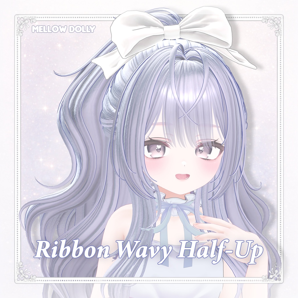 ✨Sale✨【VRC Hair】 Ribbon Wavy Half-Up 【13アバター対応】 image