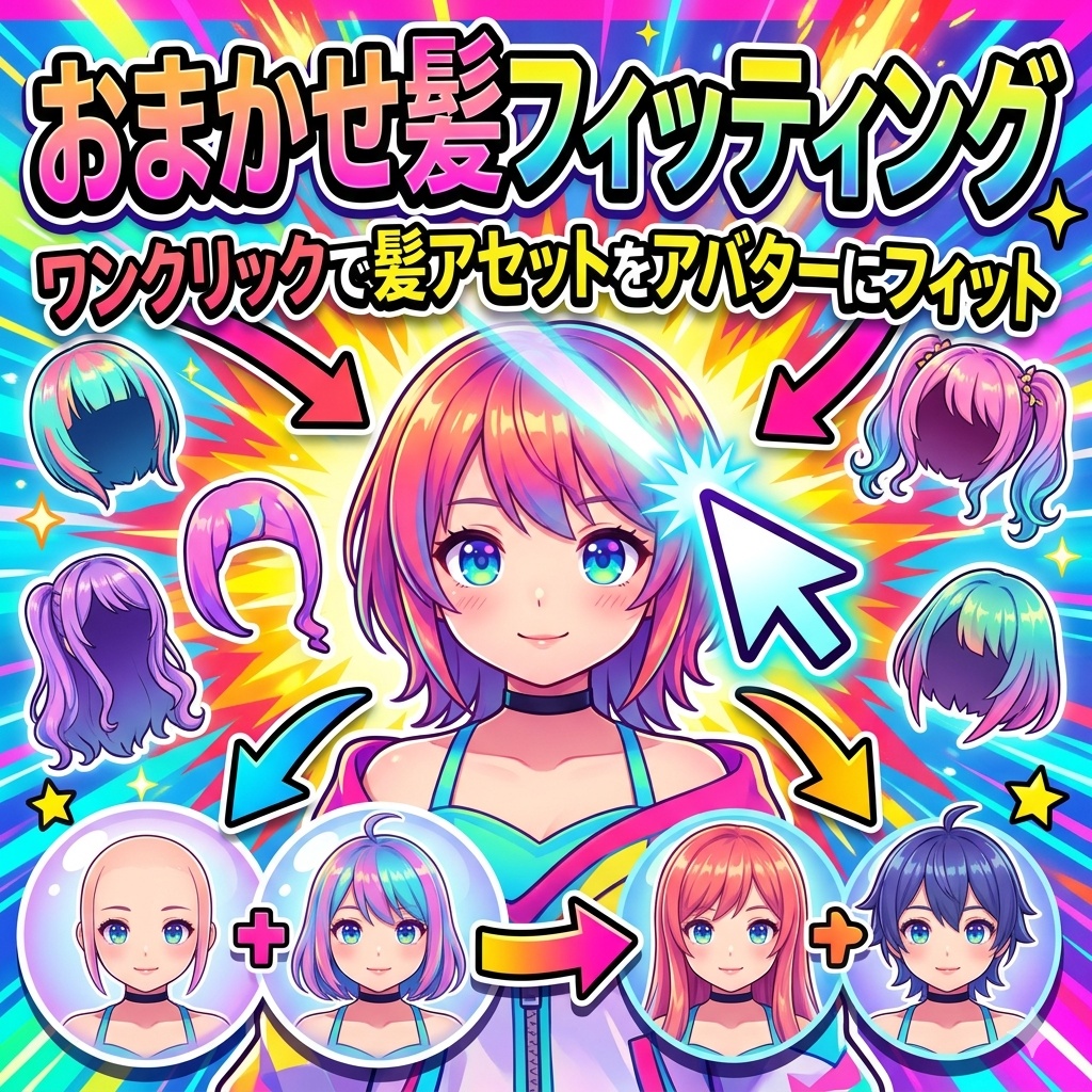 おまかせ髪フィッティング - ワンクリックで髪アセットをアバターにフィット image