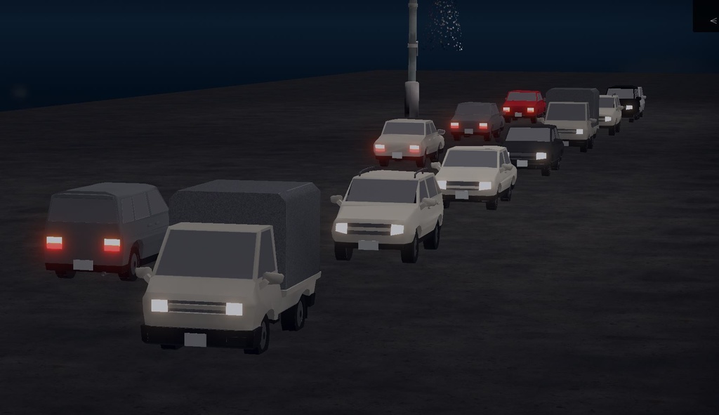 【VRchat】自動車を一列で走らせるギミック/MobcarLane image