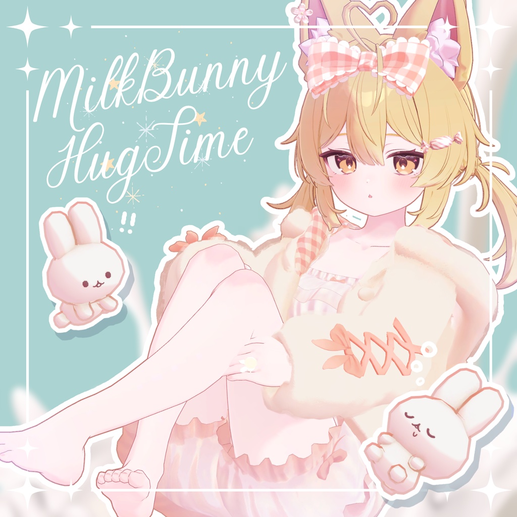 【26アバター対応】Milk Bunny Hug Time【VRC想定衣装】 image