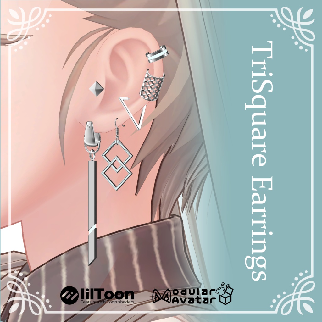 トライスクエアピアス（両耳対応） image