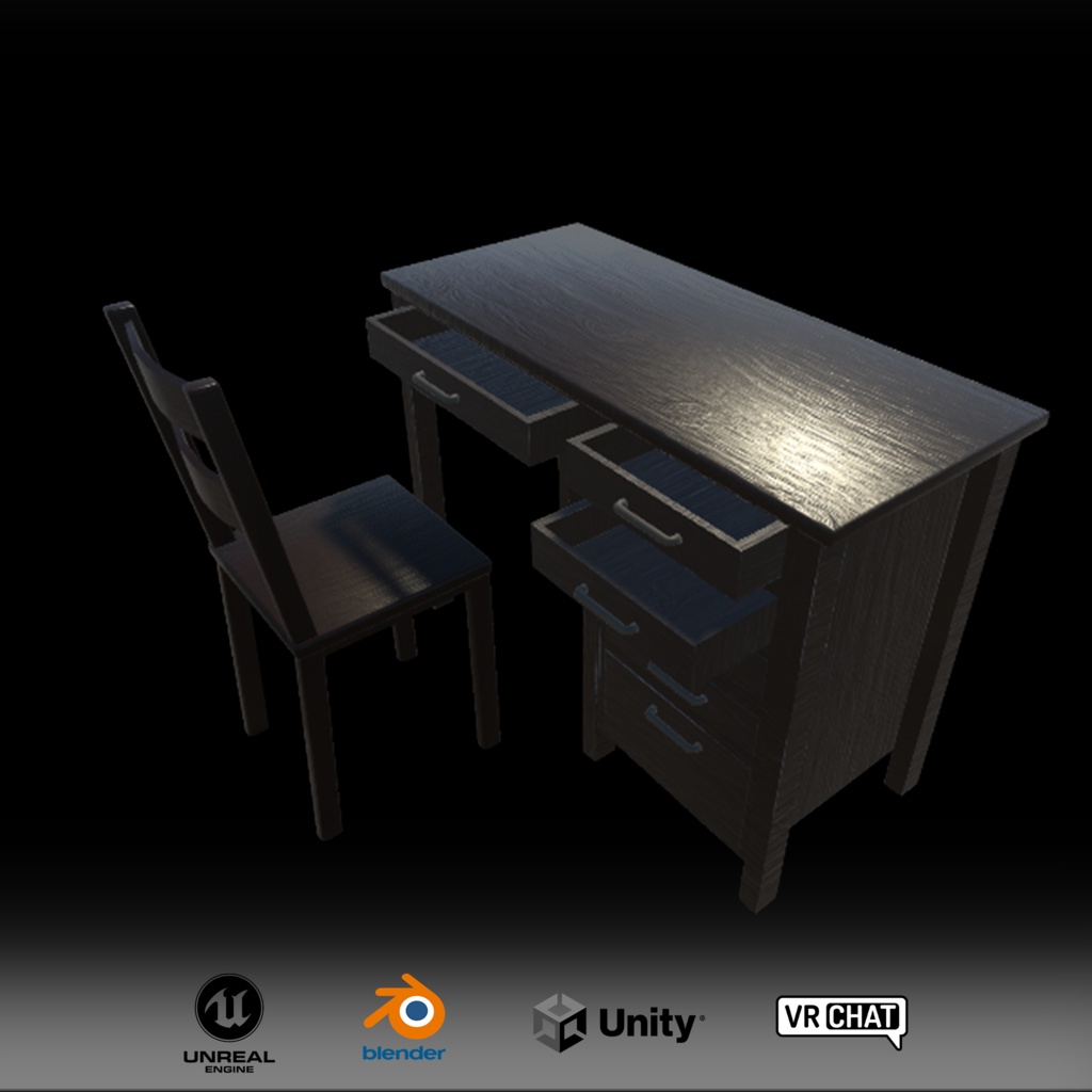 【無料】机と椅子セット ２種セット【３Dモデル】 image