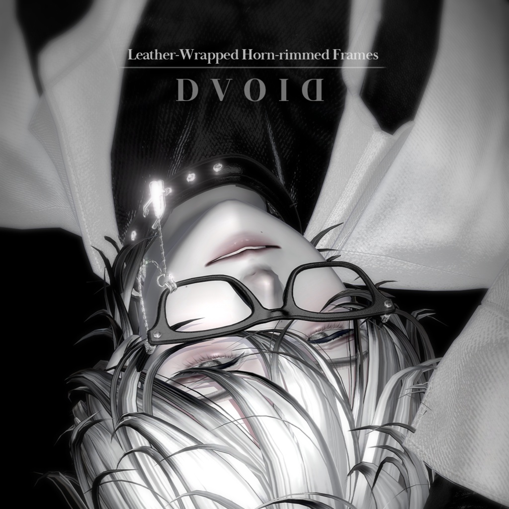 Leather_Horn-Rimmed Glasses with Chains [DVOID] image