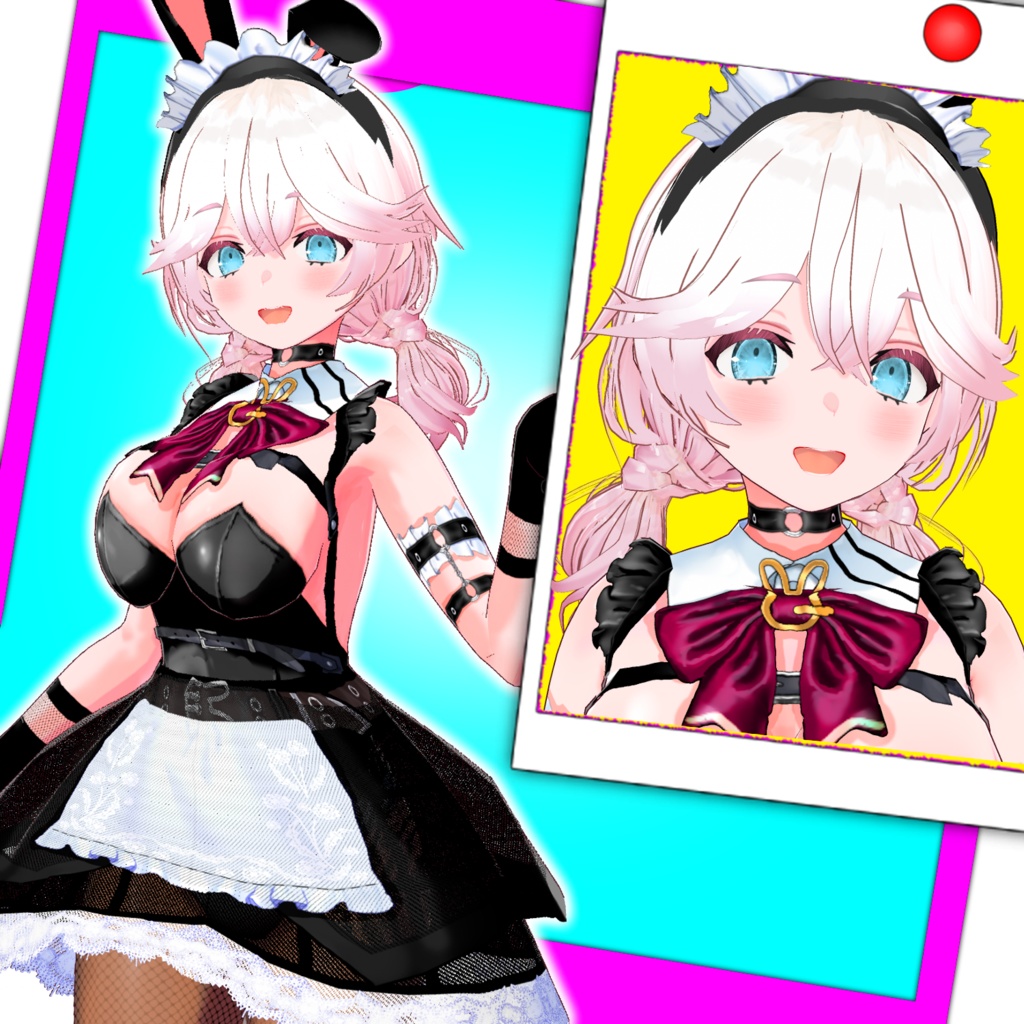 ［髪型 衣装 vroidファイル］バニーメイド服+おさげ image