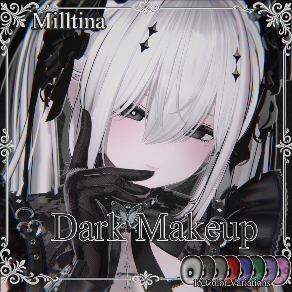 【ミルティナ-Milltina 対応】Simple Dark Makeup & Eye texture | VRChat向け　 image
