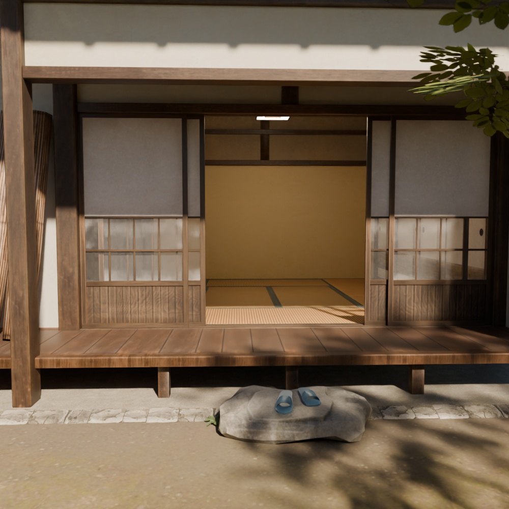 【昭和レトロ】庭付き縁側＋床の間(FBX / Blender) image