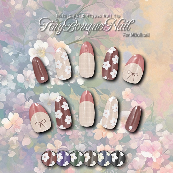 【かんたん着用】TinyBouquetNail【VRネイルチップ】【MDollnail対応】#あんらぼぶい image