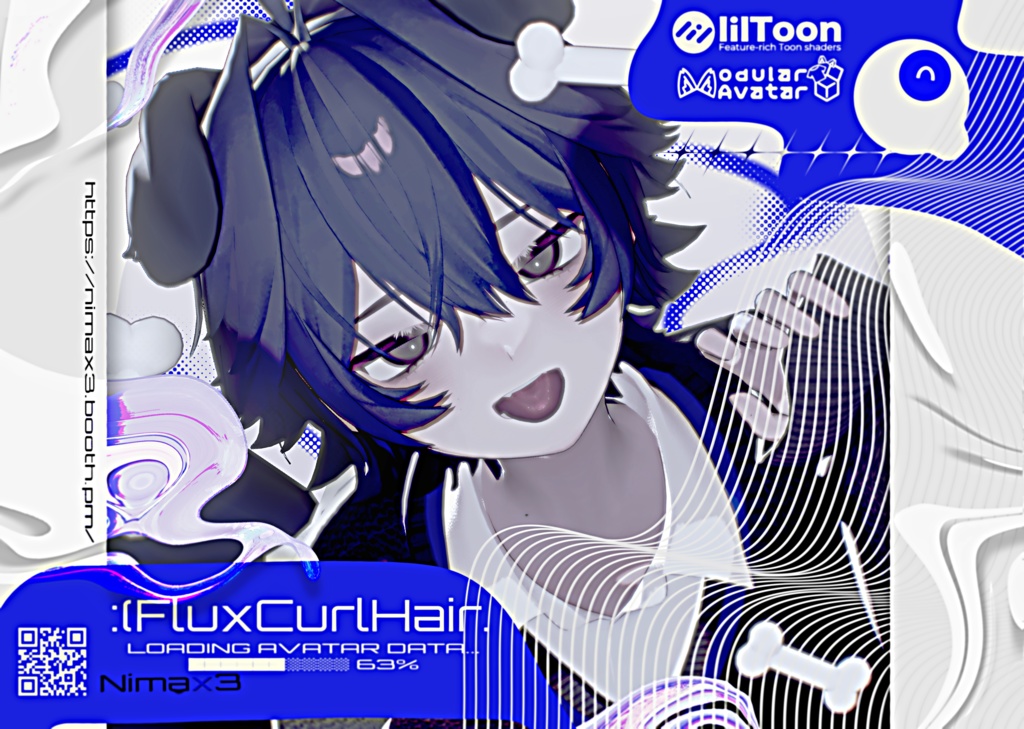 【12アバター対応】Flux Curl Hair【VRChat】 image