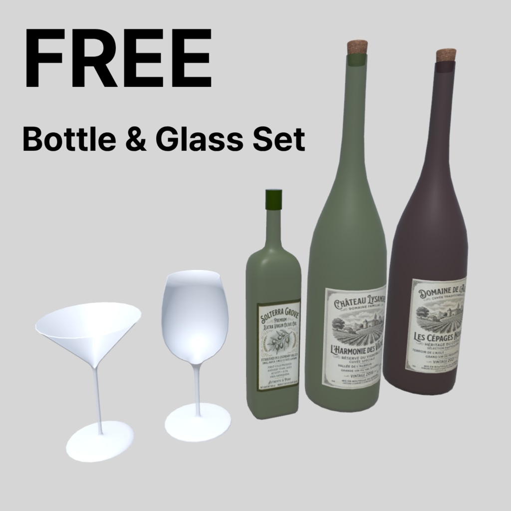 [FREE] Wine Bottle & Glass Set image