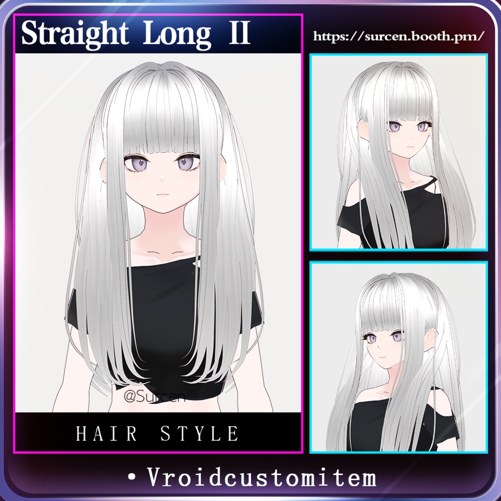 [Vroid] Straight Long Ⅱ/ Include Pink Texture image