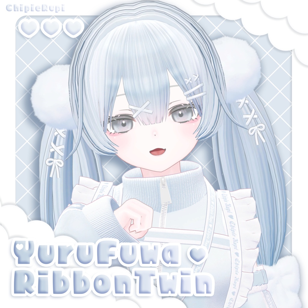【Hair3Dmodel】3Dモデルゆるふわりぼんのツインテール YuruFuwaRibbonTwin image
