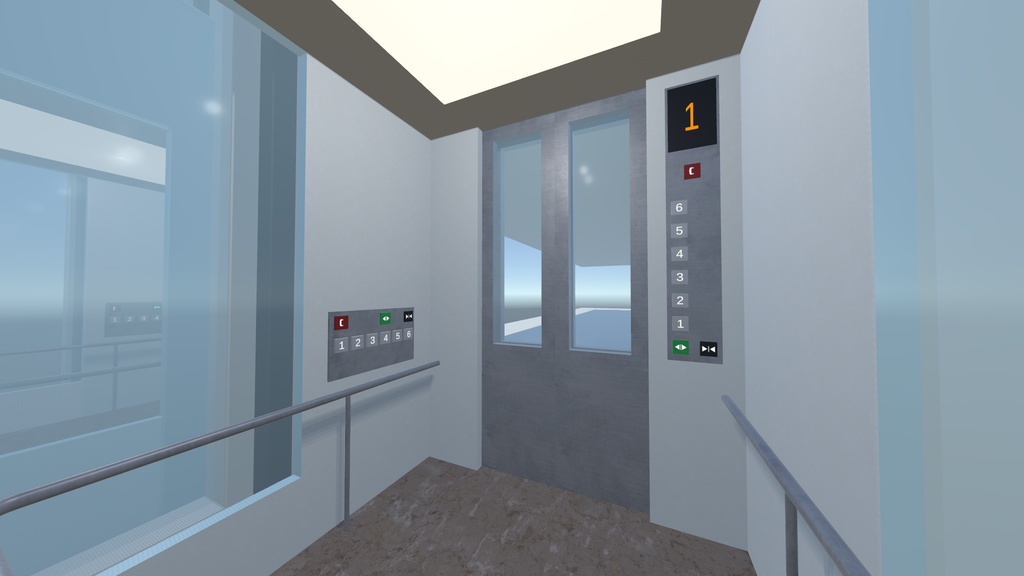 【VRChatワールドギミック】立ち乗り移動式シースルーエレベーターギミック【UdonElevator2.0 Beta】 image