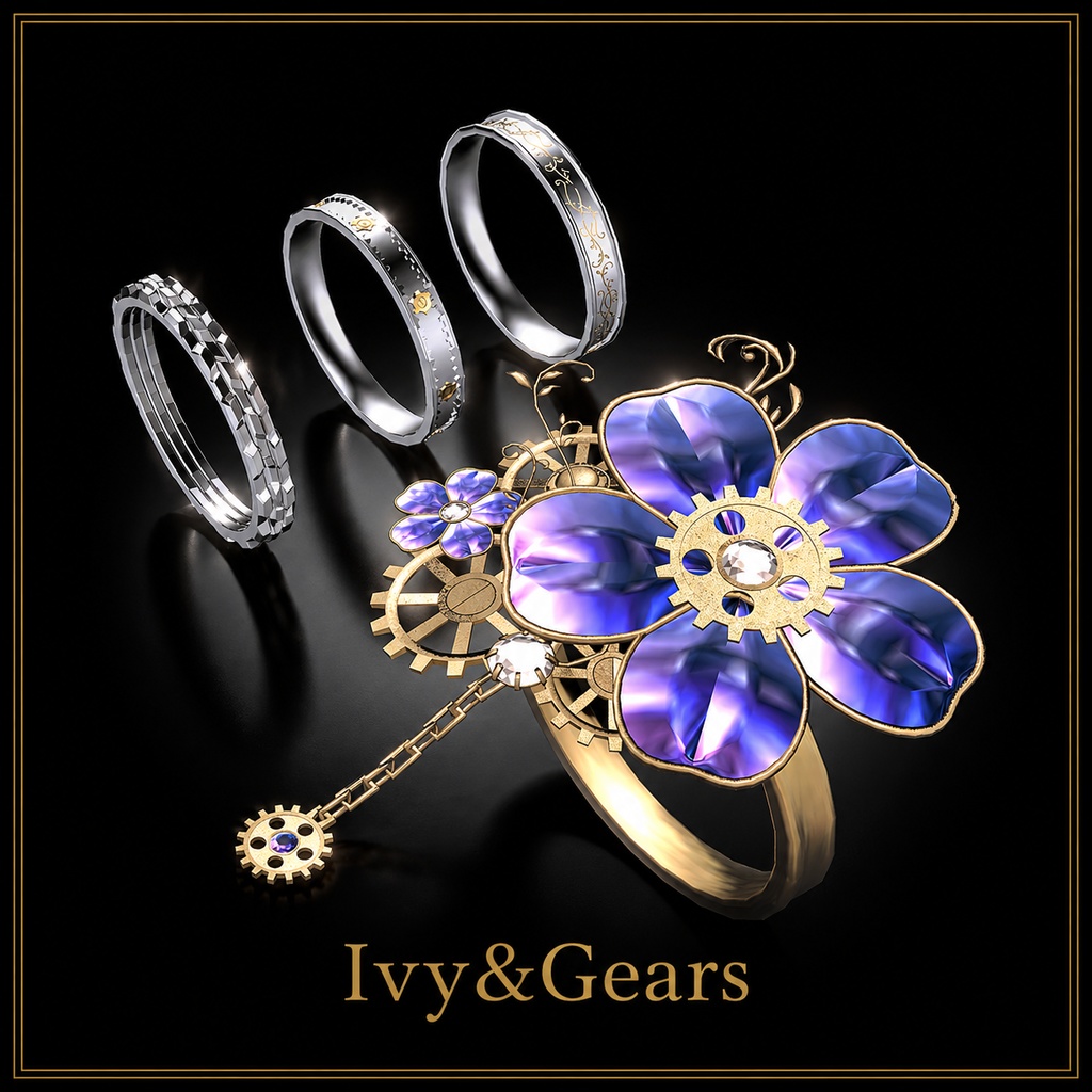 【Ivy&Gears】VRChat向けアクセサリ 指輪4点セット アニメーション付き image