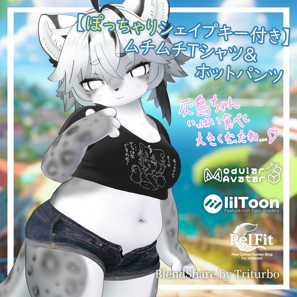 【ぽっちゃりシェイプキー付き】ムチT＆ホットパンツセット image