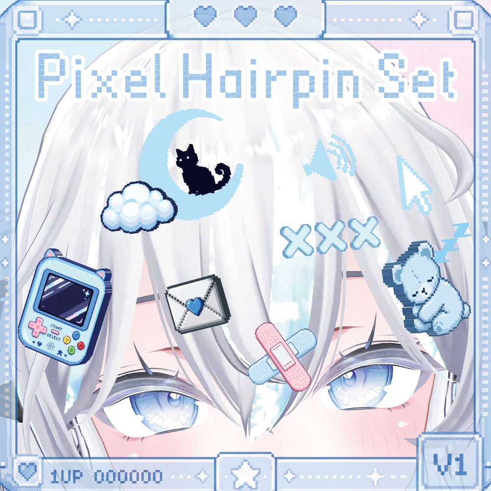 【ボイス連動】Pixel Hairpin Set 〜話すと光るギミック付き〜 image
