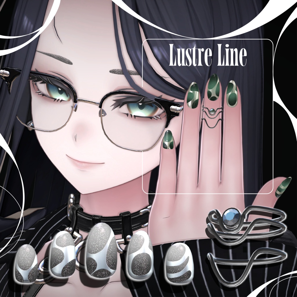 【14アバター対応ネイル】Lustre Line ラスターライン【VRChat想定】 image