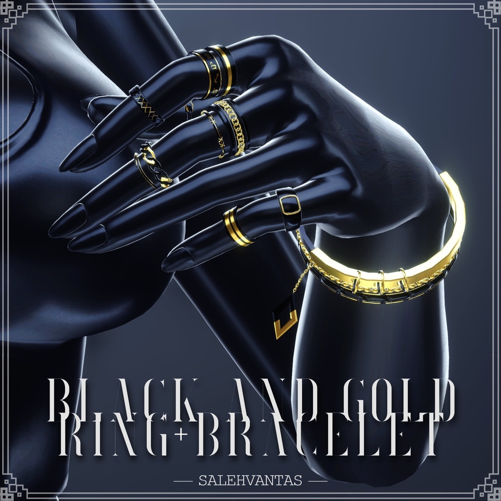 【15アバター対応】BlackandGoldRing+Bracelet image