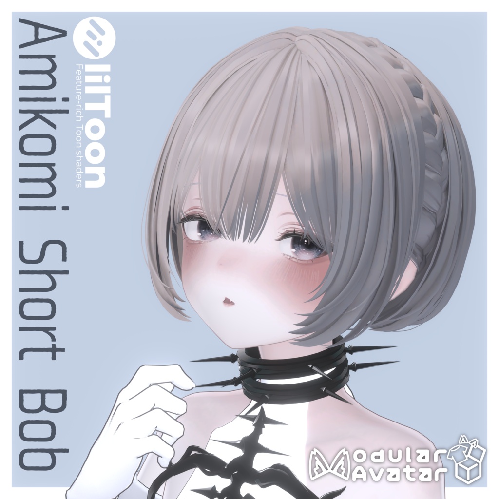 【SALE】【VRC Hair】Amikomi Short Bob / 編み込みショートボブ【9 avatars】 image