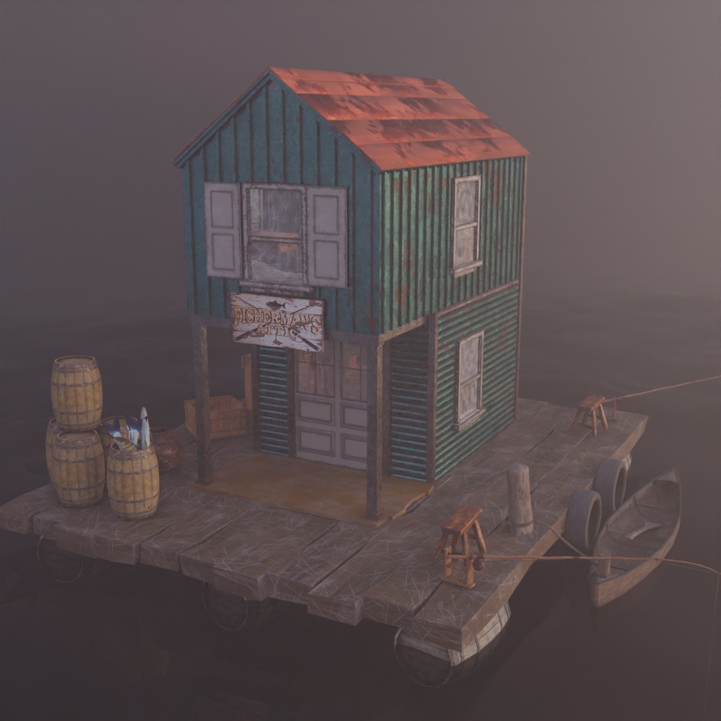 【Blender】漂泊の釣り小屋 - Floating Fisherman's Hut - image