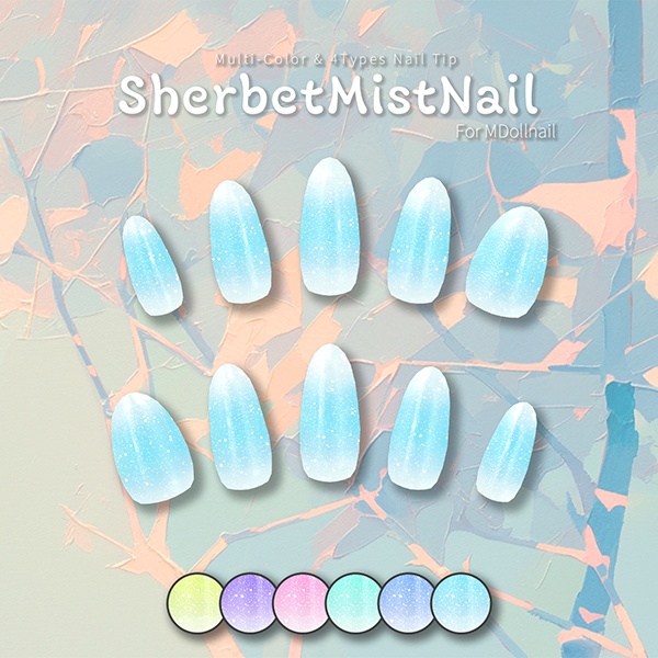 【かんたん着用】SherbetMistNail【VRネイルチップ】【MDollnail対応】#あんらぼぶい image