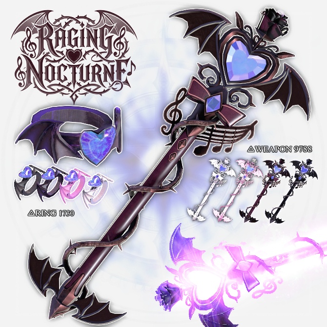 【オリジナル3Dモデル】RagingNocturne -レイジングノクターン-【魔法のステッキ】VRChat想定 パーティクルやギミック付き　魔法武器　魔法少女　変身　クリスタル　爆発　指輪 image