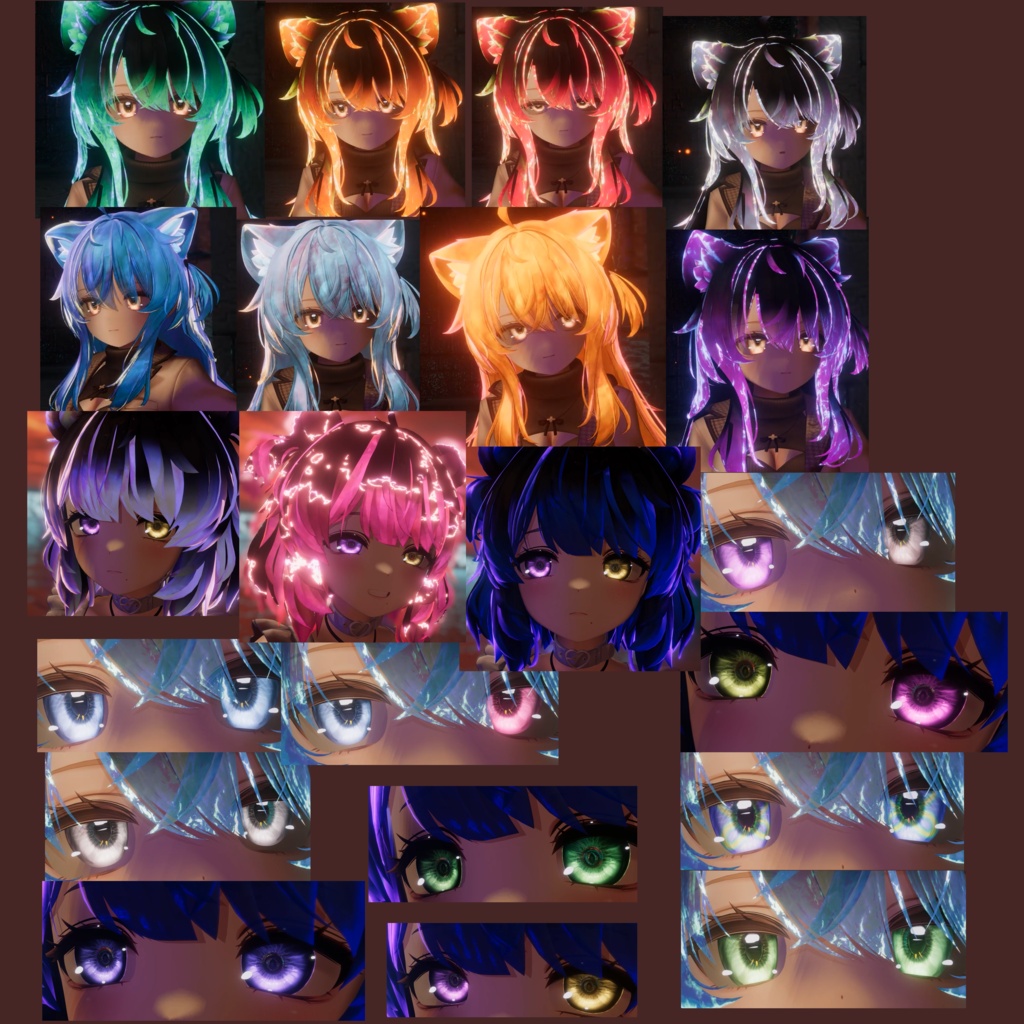【エク(Eku)クマリ(Kumaly)用-MA対応】目・髪・体素材/Eye hair and body material/Eye texture/Matcap/髪の切り替え効果/Eku eye hair and body Ver.1.00/Kumaly eye hair and body Ver.1.00 image
