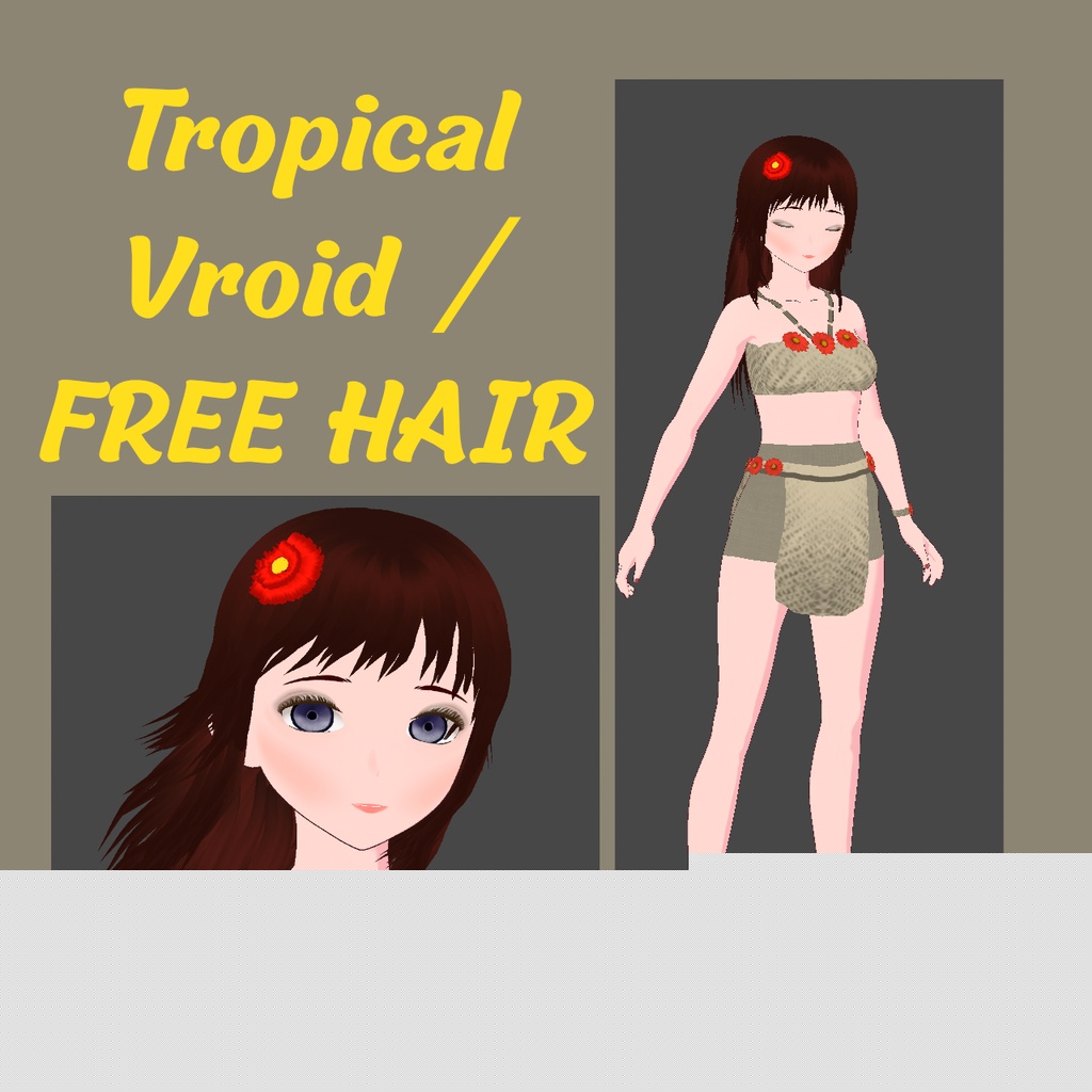 🌺 Tropical Island Avatar & Ocean Breeze Hair 【VRoid】 image